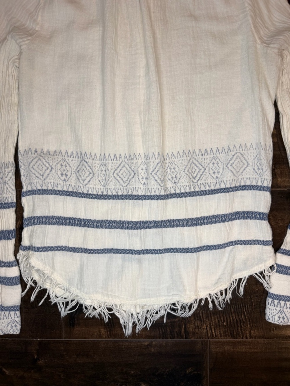 MADE 100% Cotton Embroidered Fringe Hem Shirt - Size Large - Picture 14 of 15